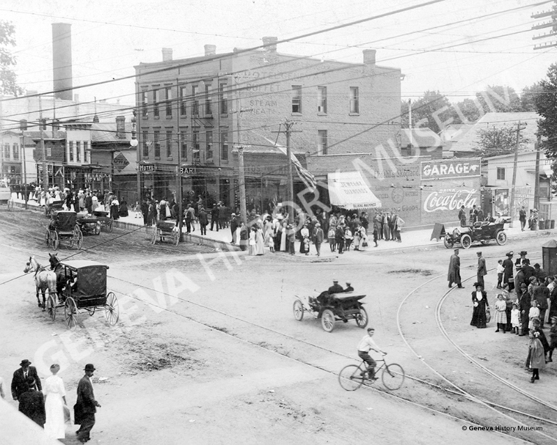 Product Description: Circa 1911 - Corner of State and Third Streets, Geneva, IL, looking east the day the Grand Army of the Republic celebrated the 50th anniversary of the first company to leave Geneva for the Civil War in 1861.</br></br>Available sizes:</br></br>8 x 10 = $20.00; 11 x 14 = $30.00; 16 x 20 = $40.00; 20 x 30 = $55.00; 24 x 36 = $65.00</br></br>In-store pickup free. Shipping available.</br> No. 3 - Corner of State and Third Streets, 1911
